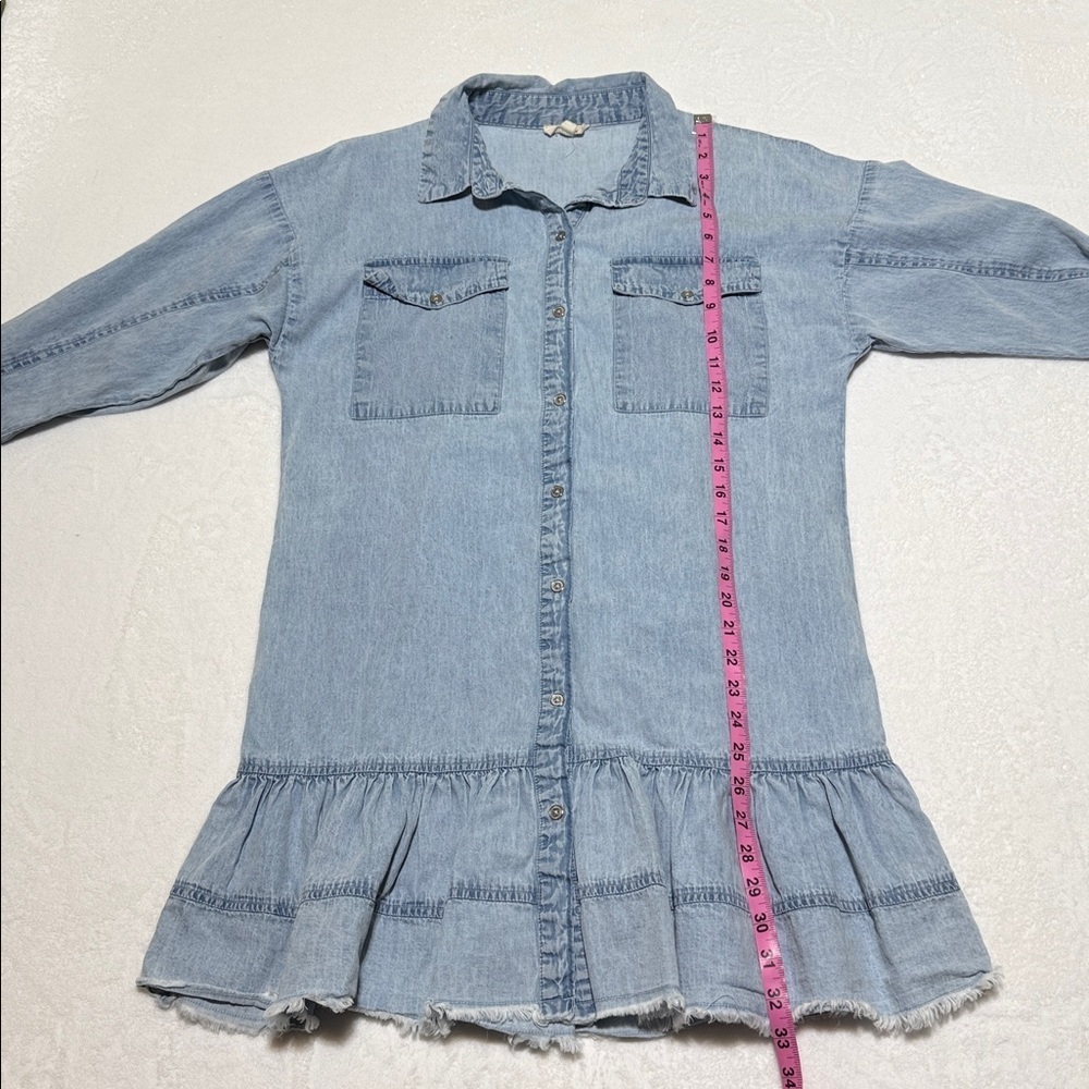 Elan Blue Ruffled Buttoned Mini Dress - Picture 10 of 11